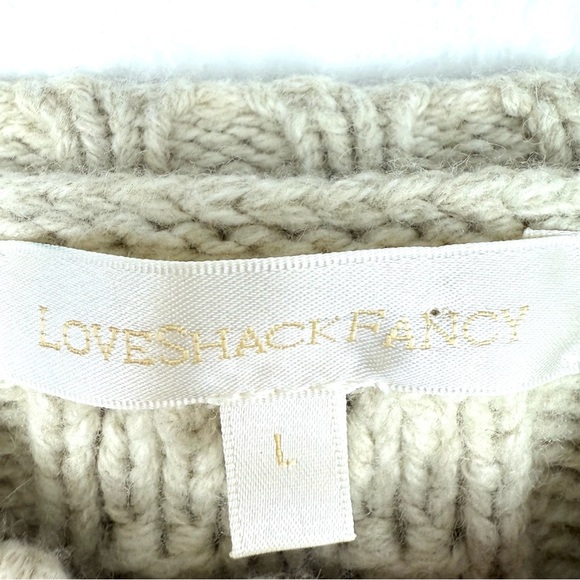 LoveShackFancy Cream Knit Women's Sweater cropped Frankel cardigan size L - Picture 8 of 8